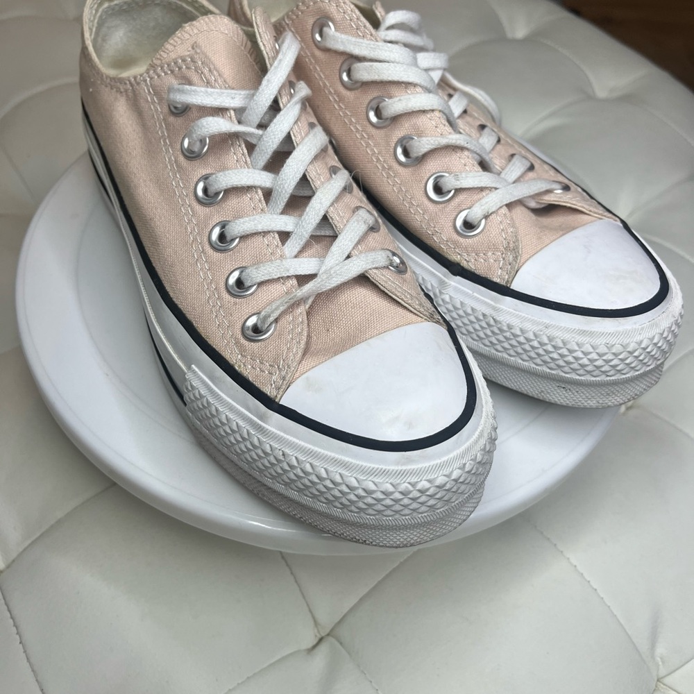 Converse Baby Pink Canvas Sneakers with White Soles